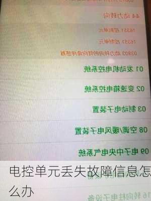 电控单元丢失故障信息怎么办