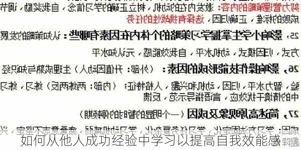 如何从他人成功经验中学习以提高自我效能感