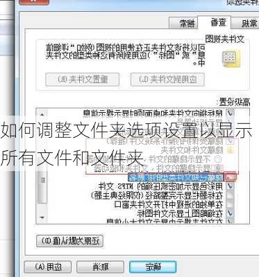 如何调整文件夹选项设置以显示所有文件和文件夹