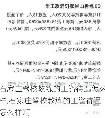 石家庄驾校教练的工资待遇怎么样,石家庄驾校教练的工资待遇怎么样啊